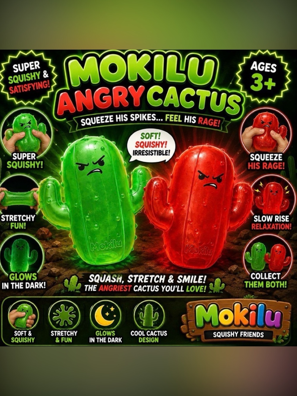 Angry Cactus Squishy Toy